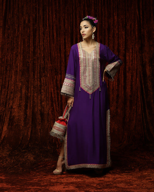 Purple & Red Kurta Kaftan