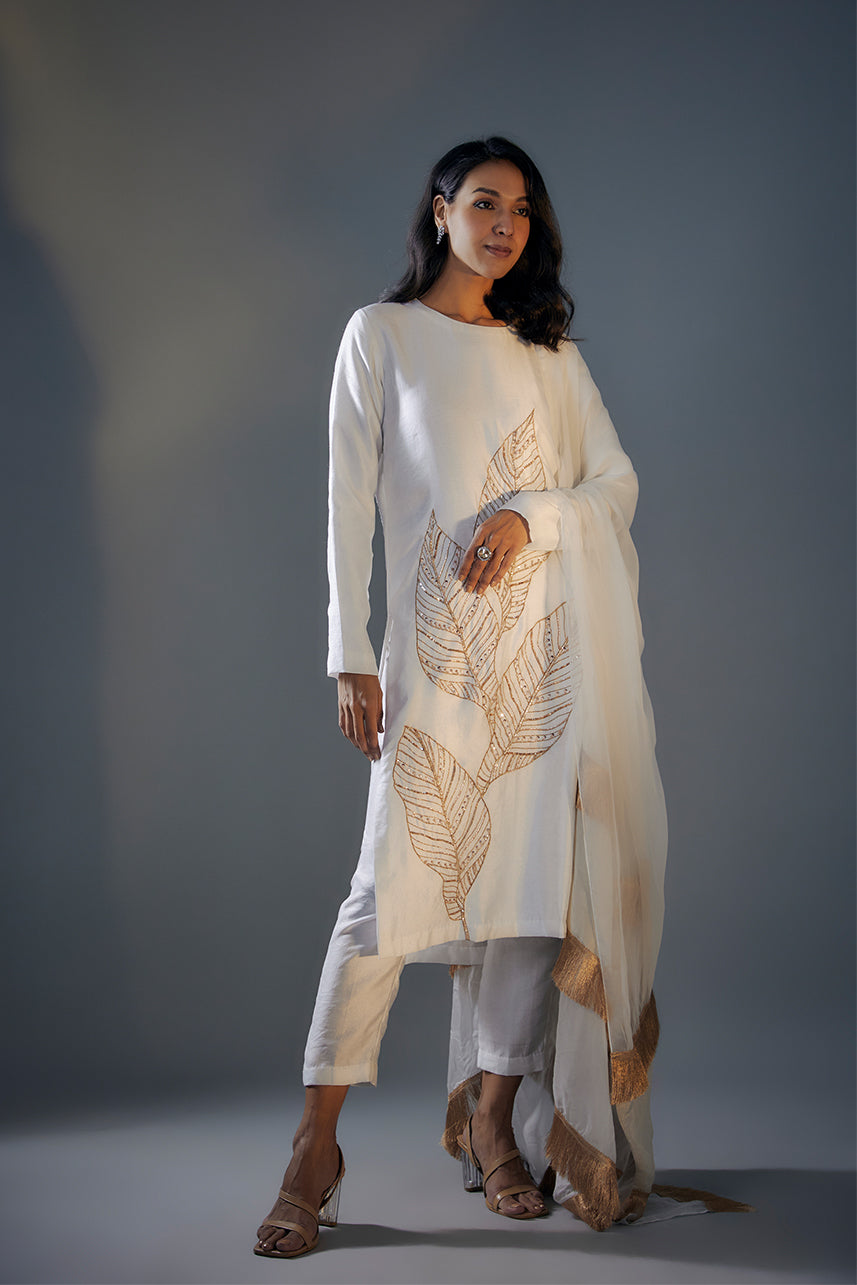 White Embroidered Kurta Set