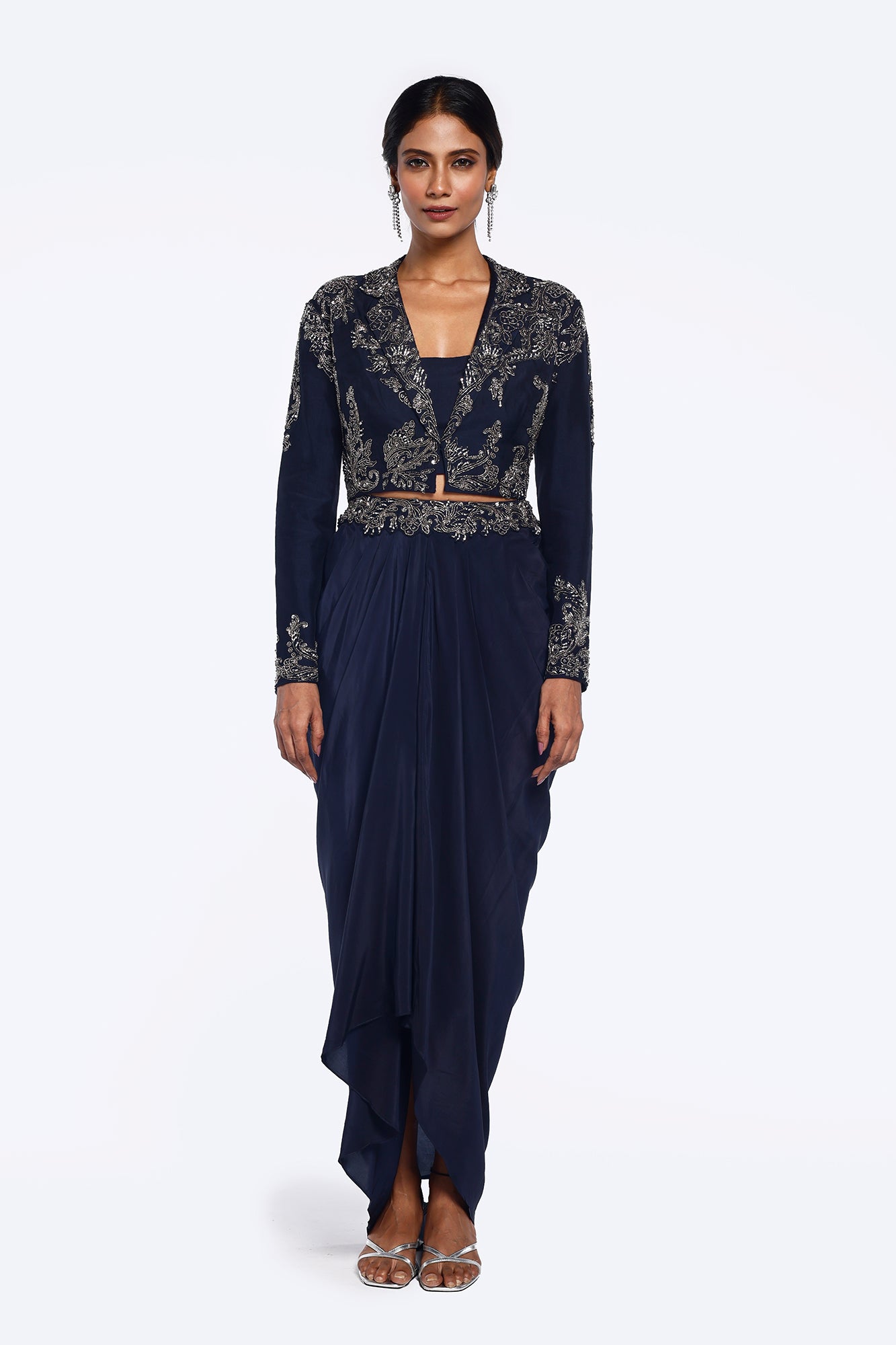 Silk Blazer And Dhoti Skirt Co-Ord