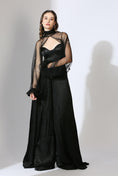 Load image into Gallery viewer, Black Jumpsuit With Embroidered Net Poofy Sleeves
