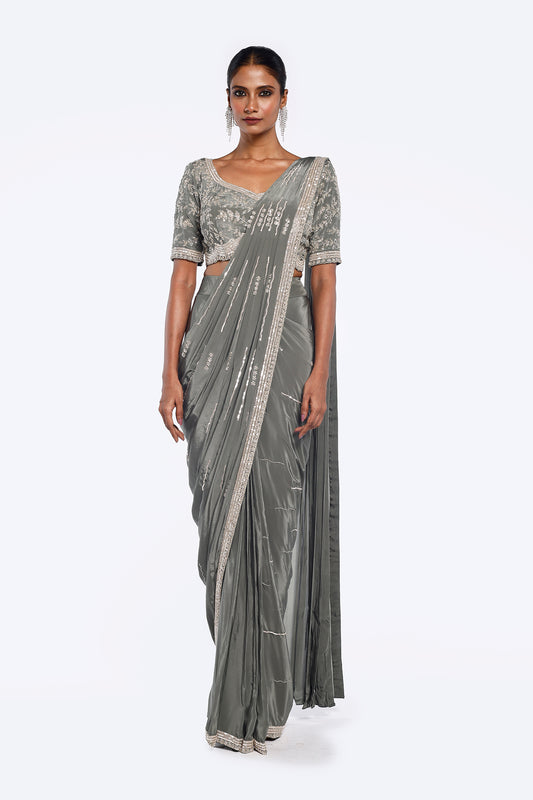 Embellished Crepe Drape Saree