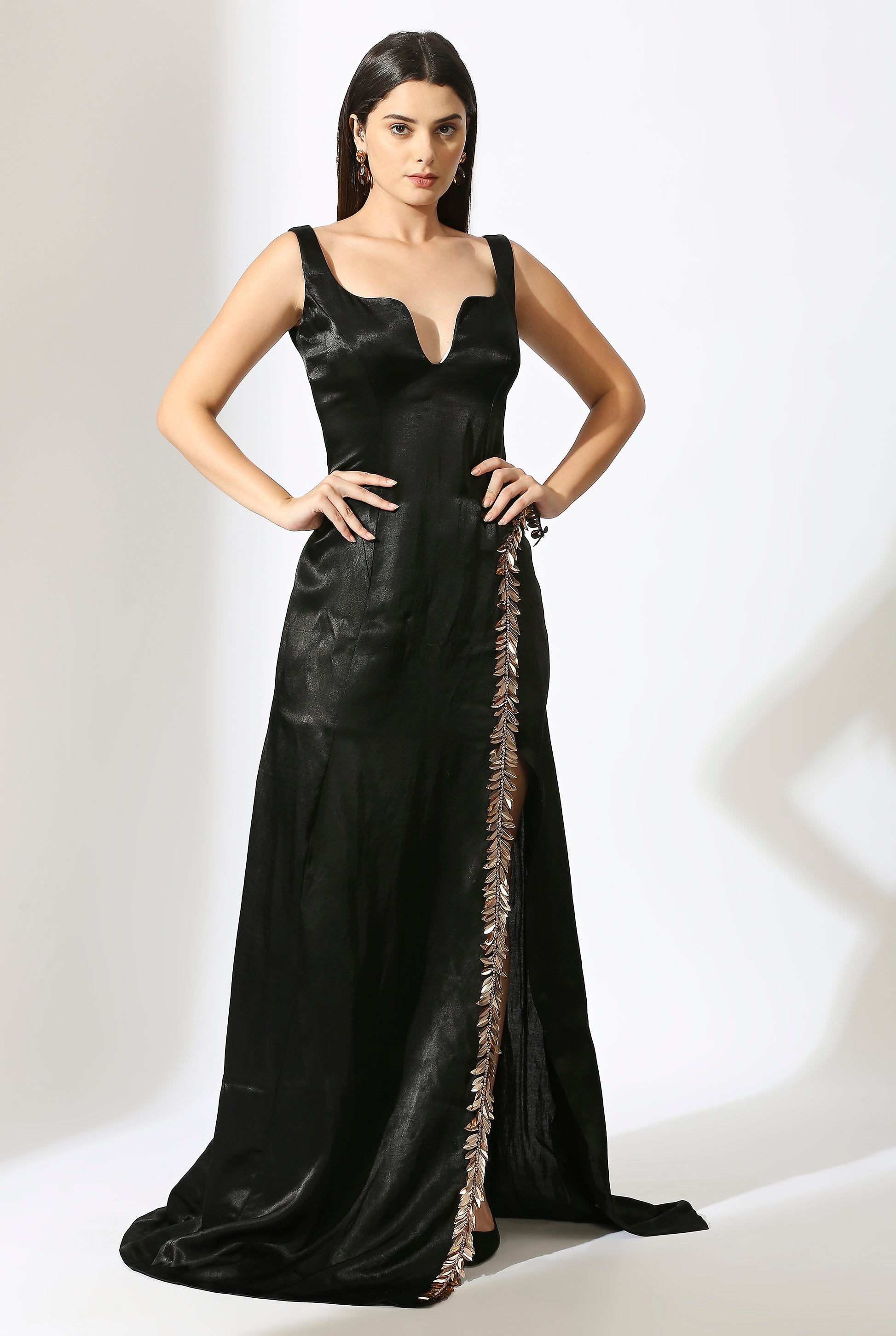 Black Embroidered Gown