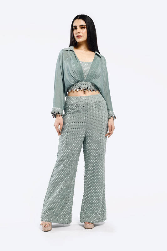 Mirror Embellished Chikan Co-Ord Set