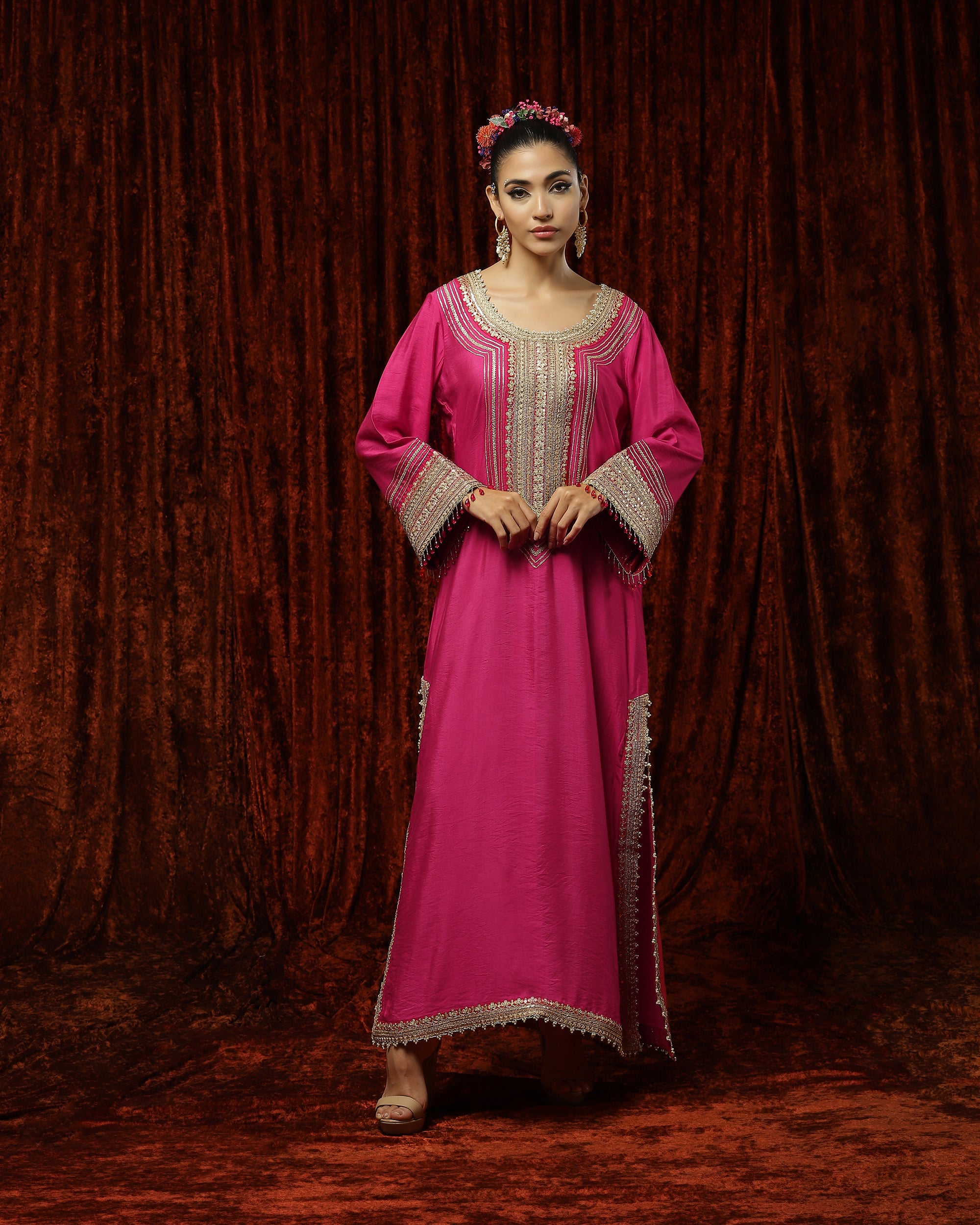 Khush Pink & Red Kurta Kaftan