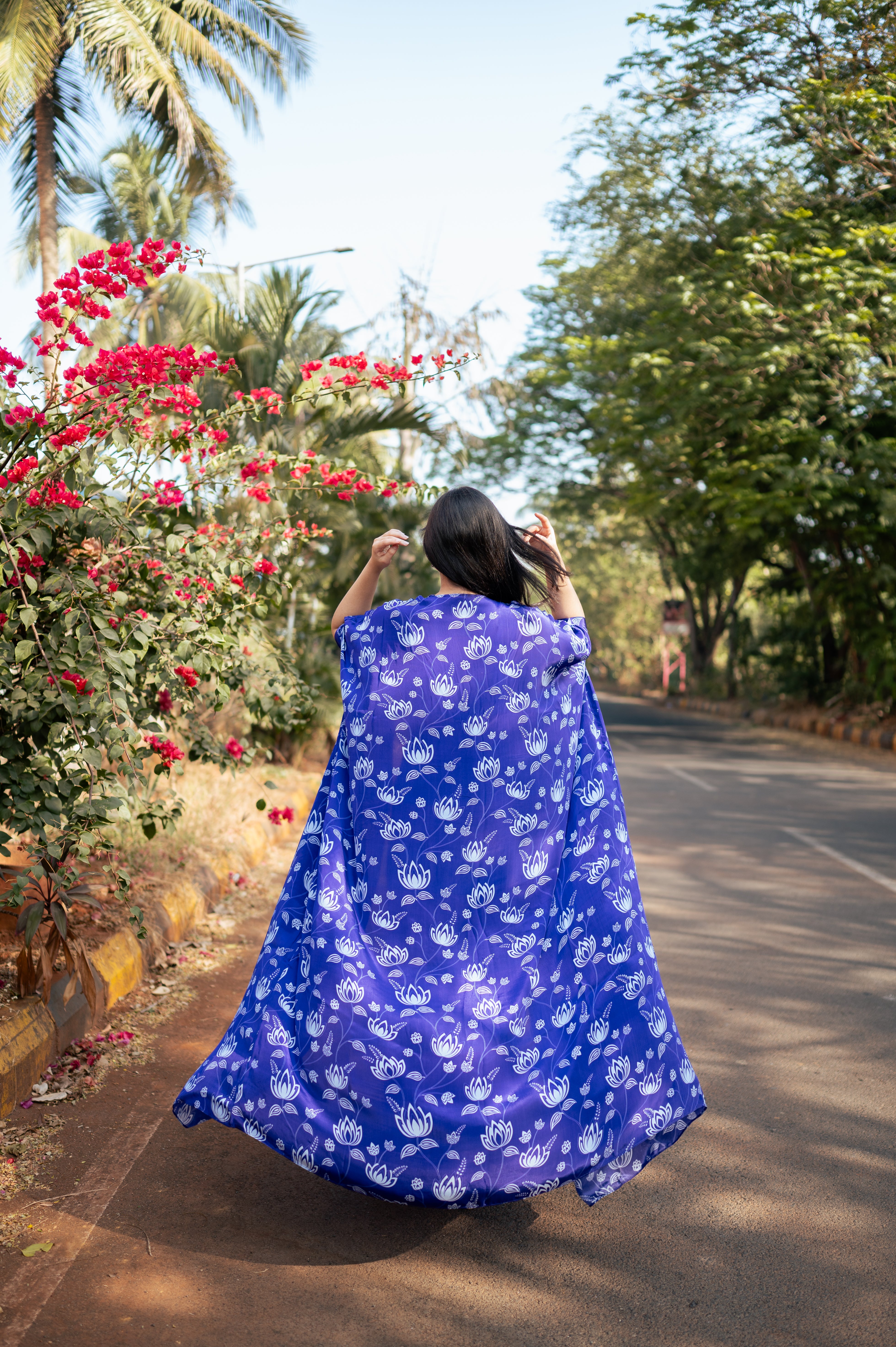 Violet Lotus Print Cape Set