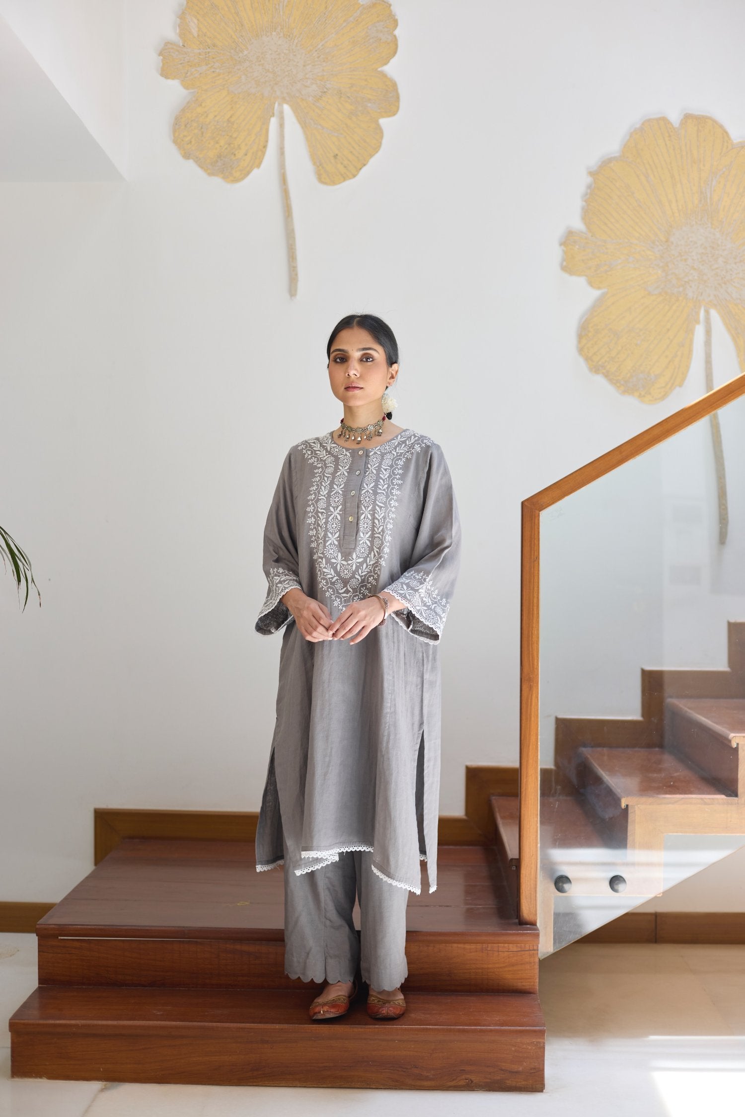 Grey Straight Fit Kurta