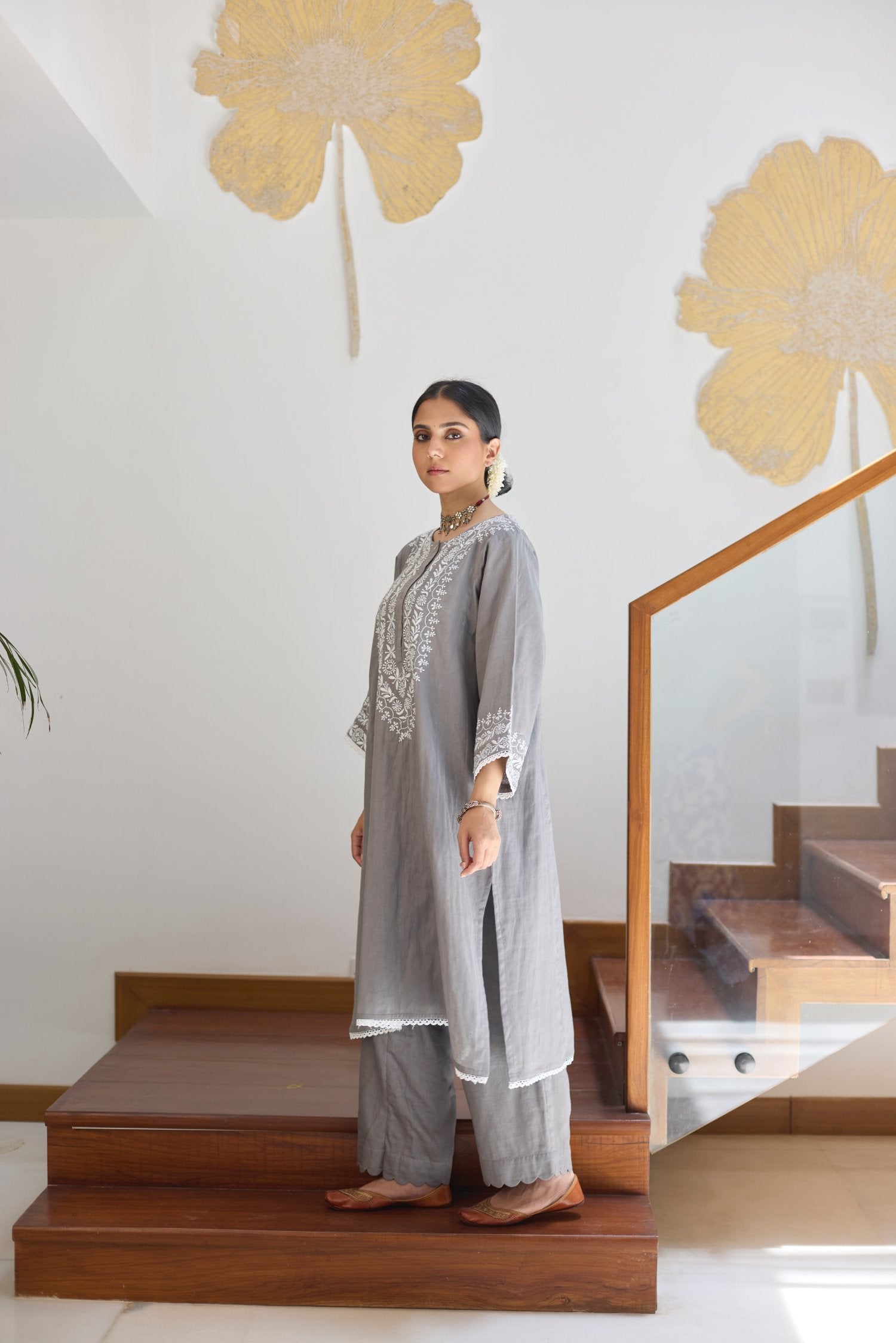 Grey Straight Fit Kurta