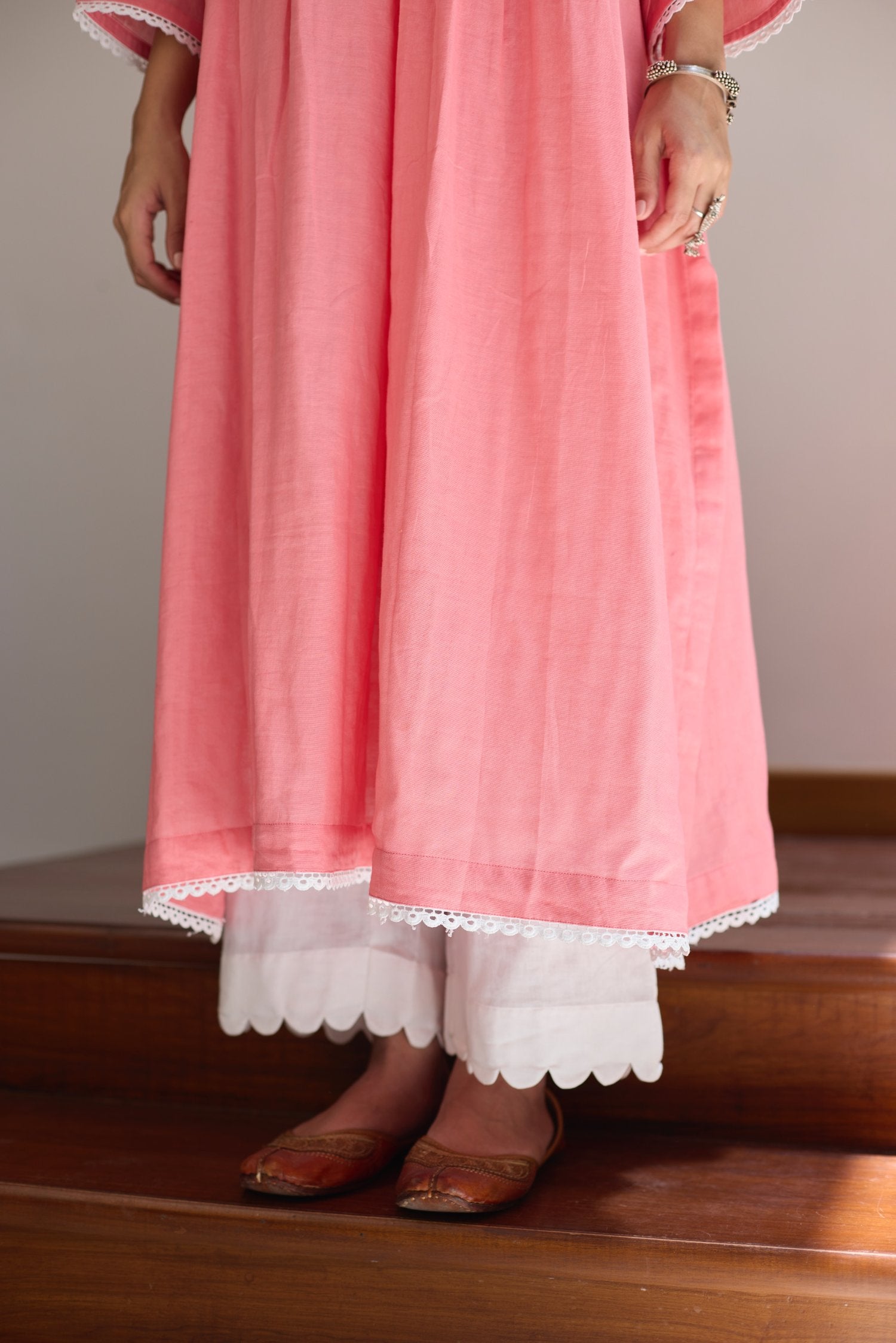 Pintucks Back Yoke Kurta - Pink