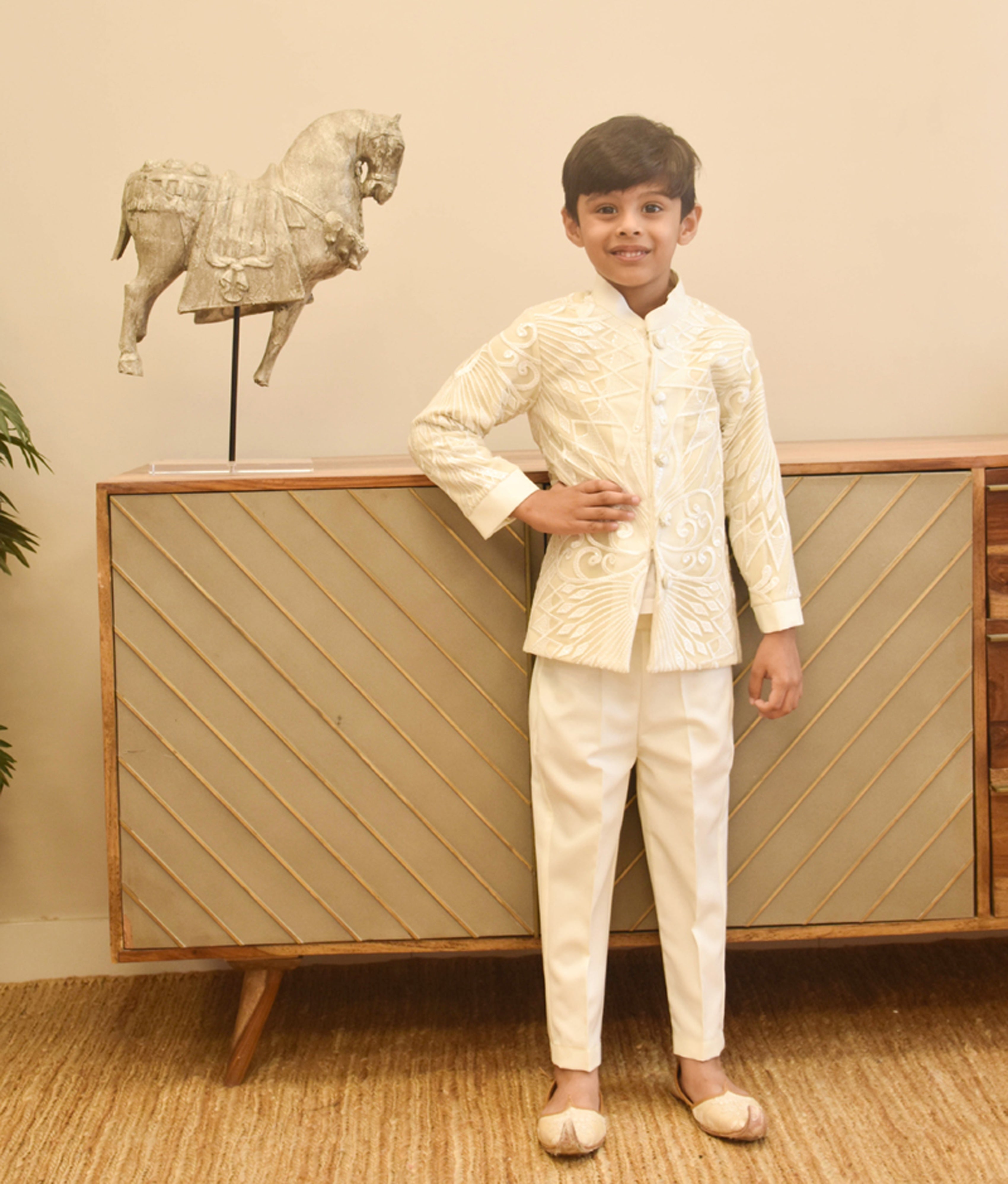 Ivory Embroidered Bandgala with Pant