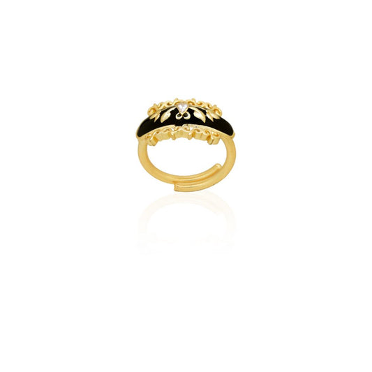 Black Enamel & Filigree Ring