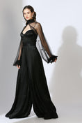 Load image into Gallery viewer, Black Jumpsuit With Embroidered Net Poofy Sleeves
