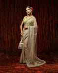 Load image into Gallery viewer, Mouse, Lemon Green & Purple Saree & Blouse Set
