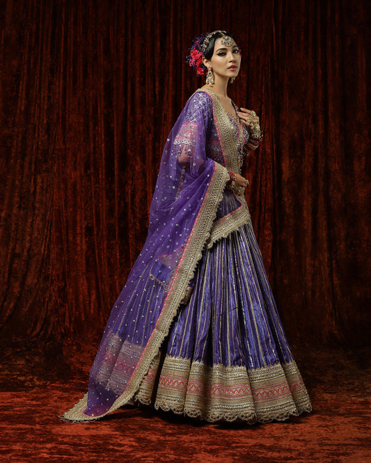 Purple & Rani pink Orchid lehenga set