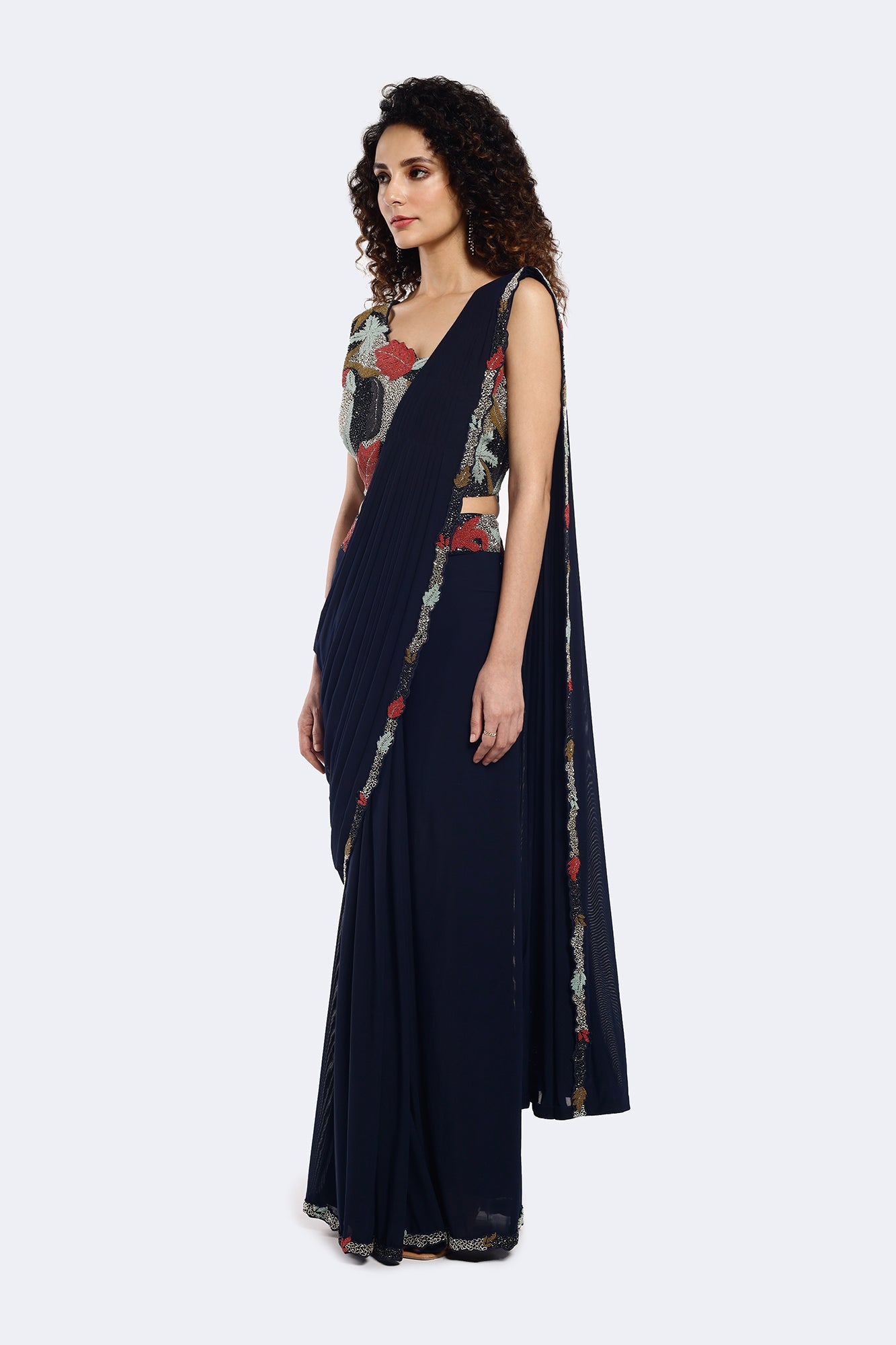 Foliage Embellished Drape Saree