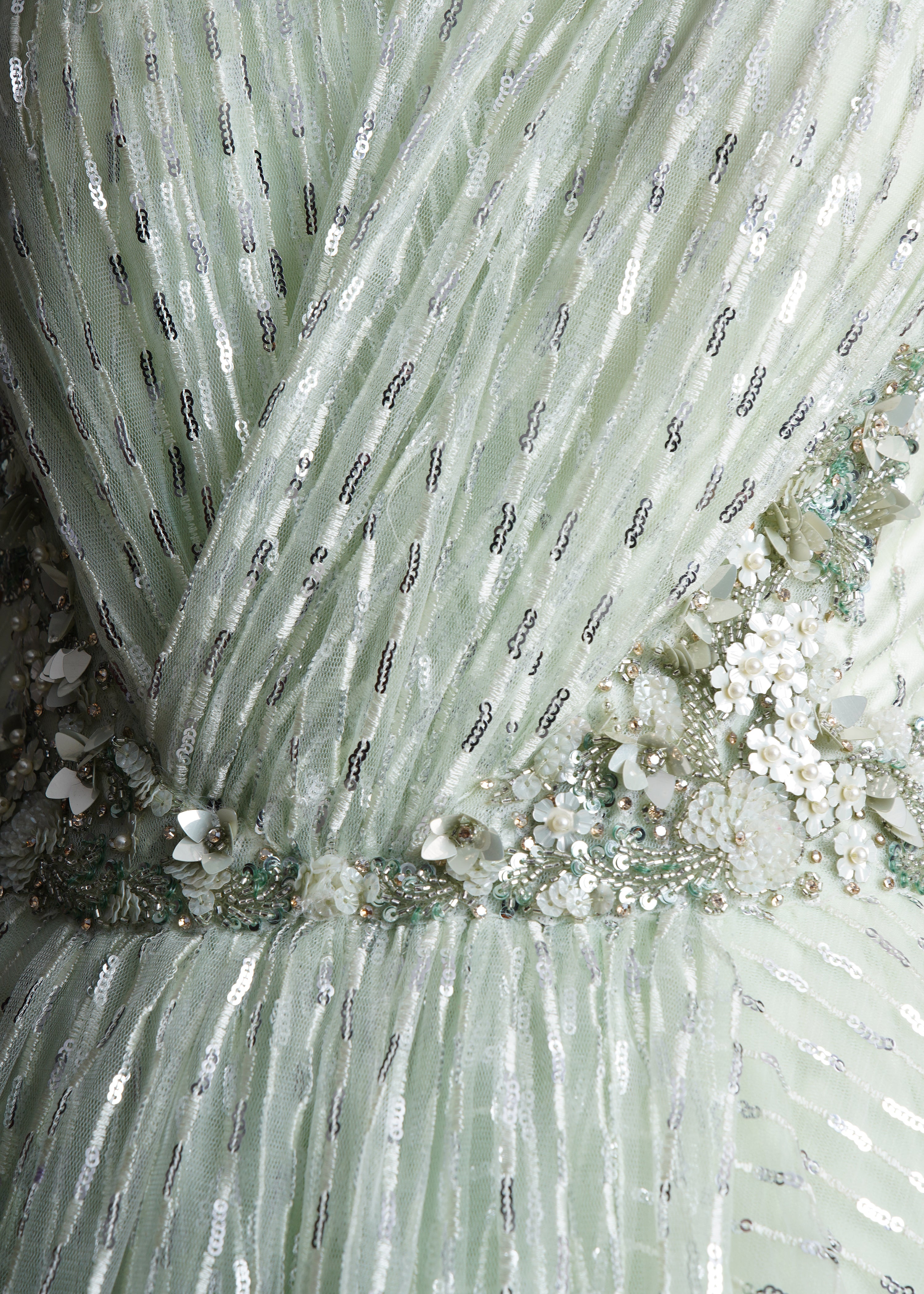 Sequins Detailed Green Gown