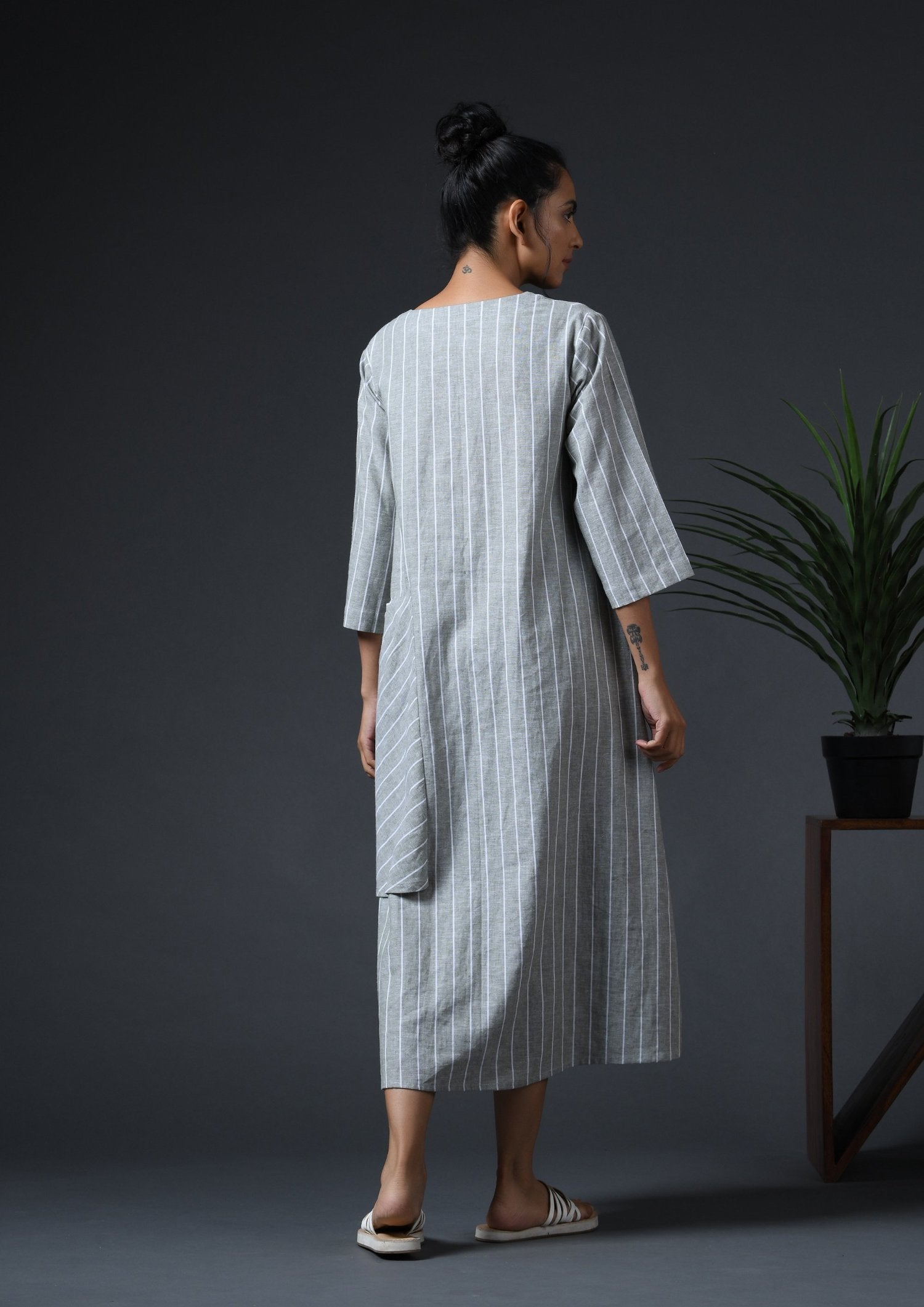 Wraparound Pocket Dress-Sage