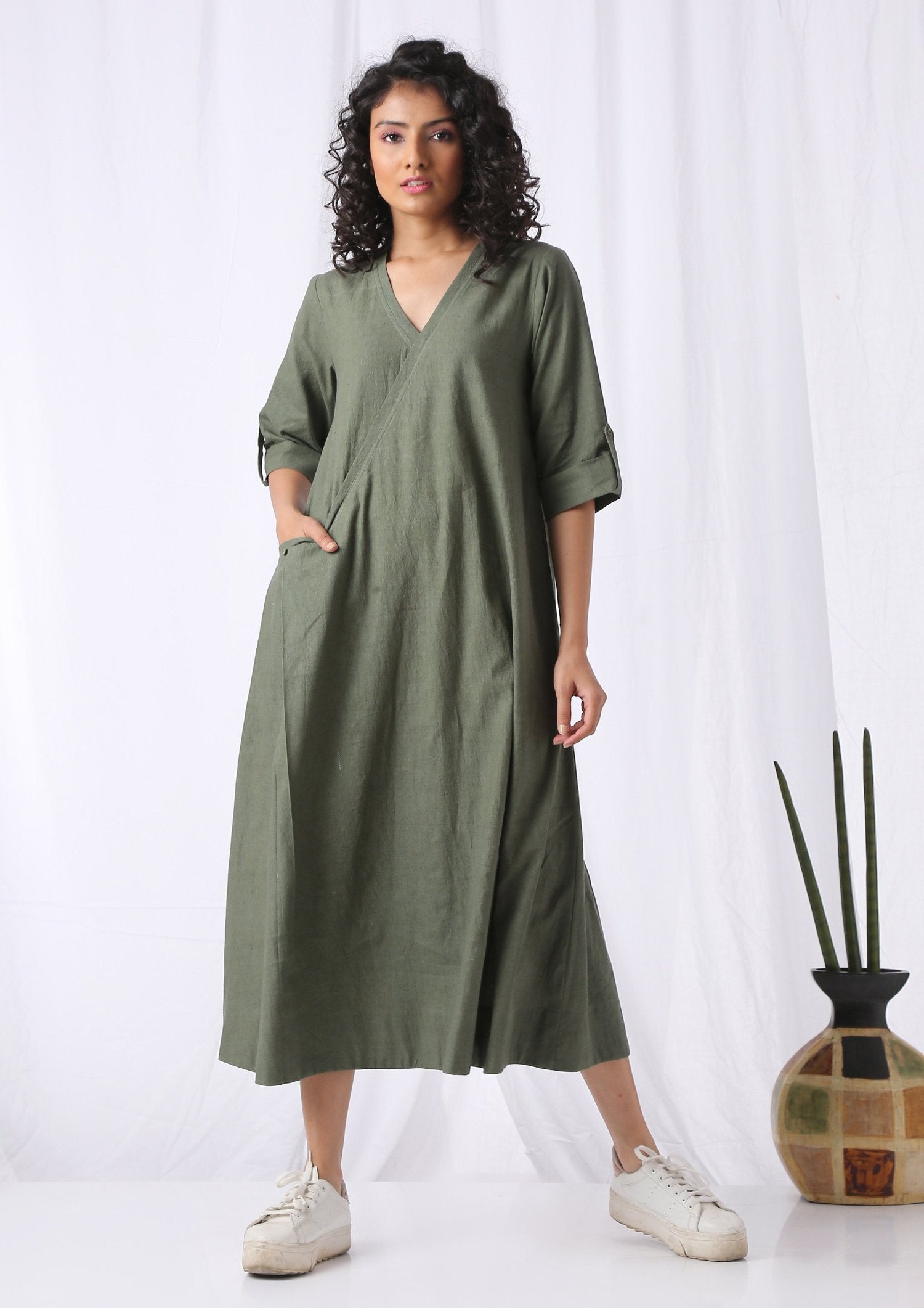 Slouchy Dress- Olive Green