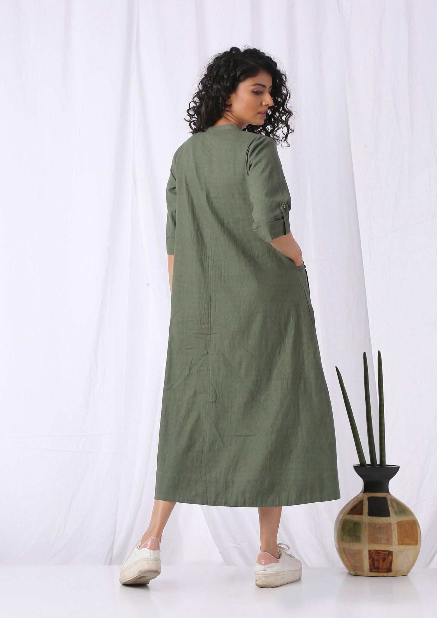 Slouchy Dress- Olive Green