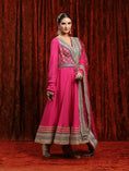 Load image into Gallery viewer, Rani Pink & Electric Blue Silk Chanderi Anarkali Suit
