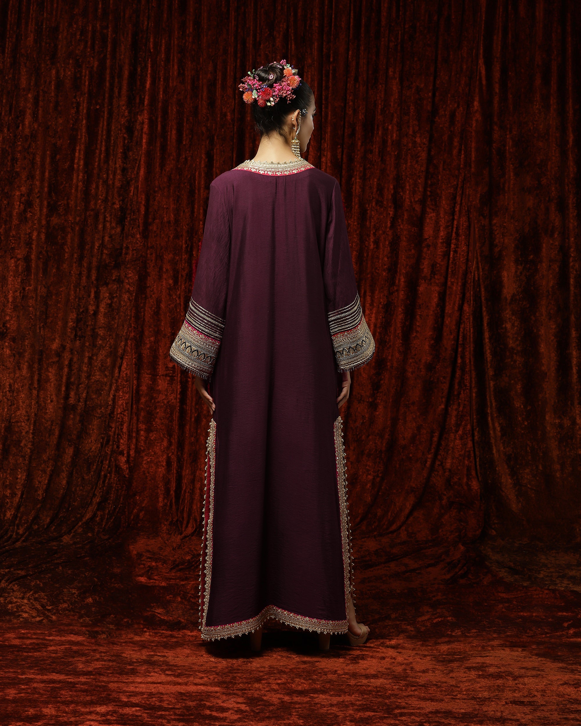 Wine,Rani Pink & Blue Kurta Kaftan