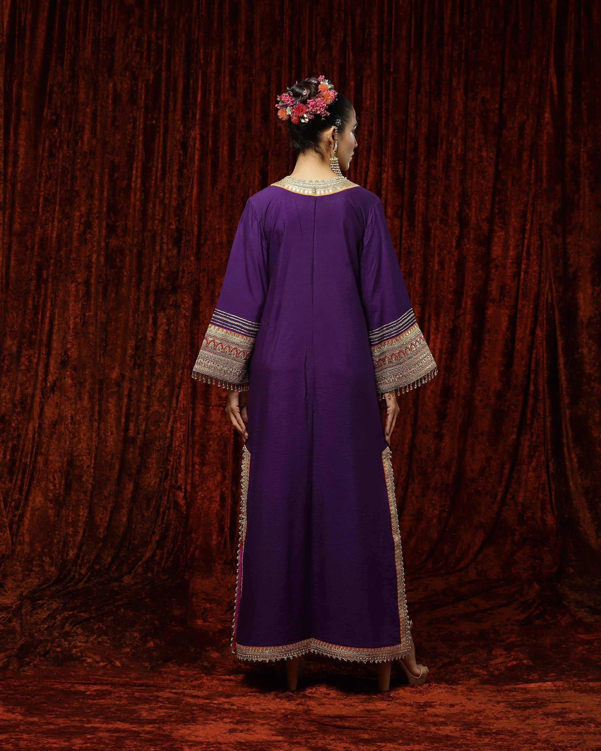 Purple & Orange Kurta Kaftan