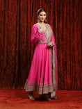 Load image into Gallery viewer, Kush Pink & Green Silk Chanderi Anarkali Suit
