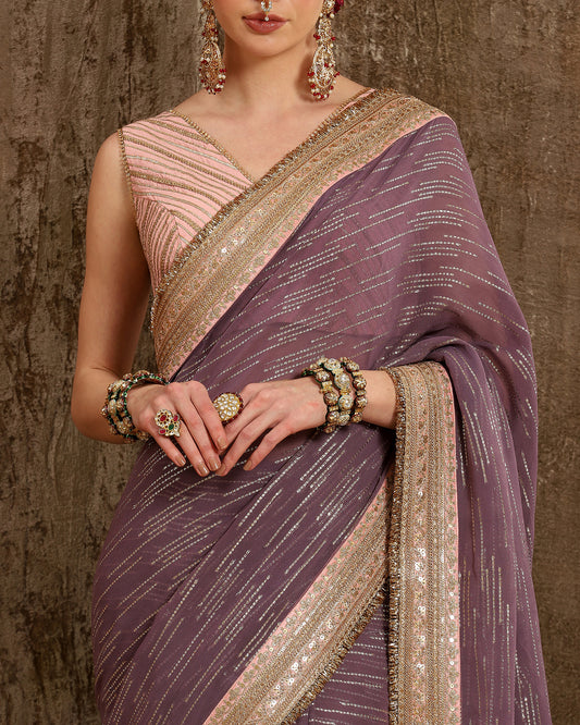 Lilac & baby pink Saree & Blouse Set