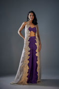 Load image into Gallery viewer, Purple Palazzo Set With Light Gold Embroidered Cutwork Tissue Jacket
