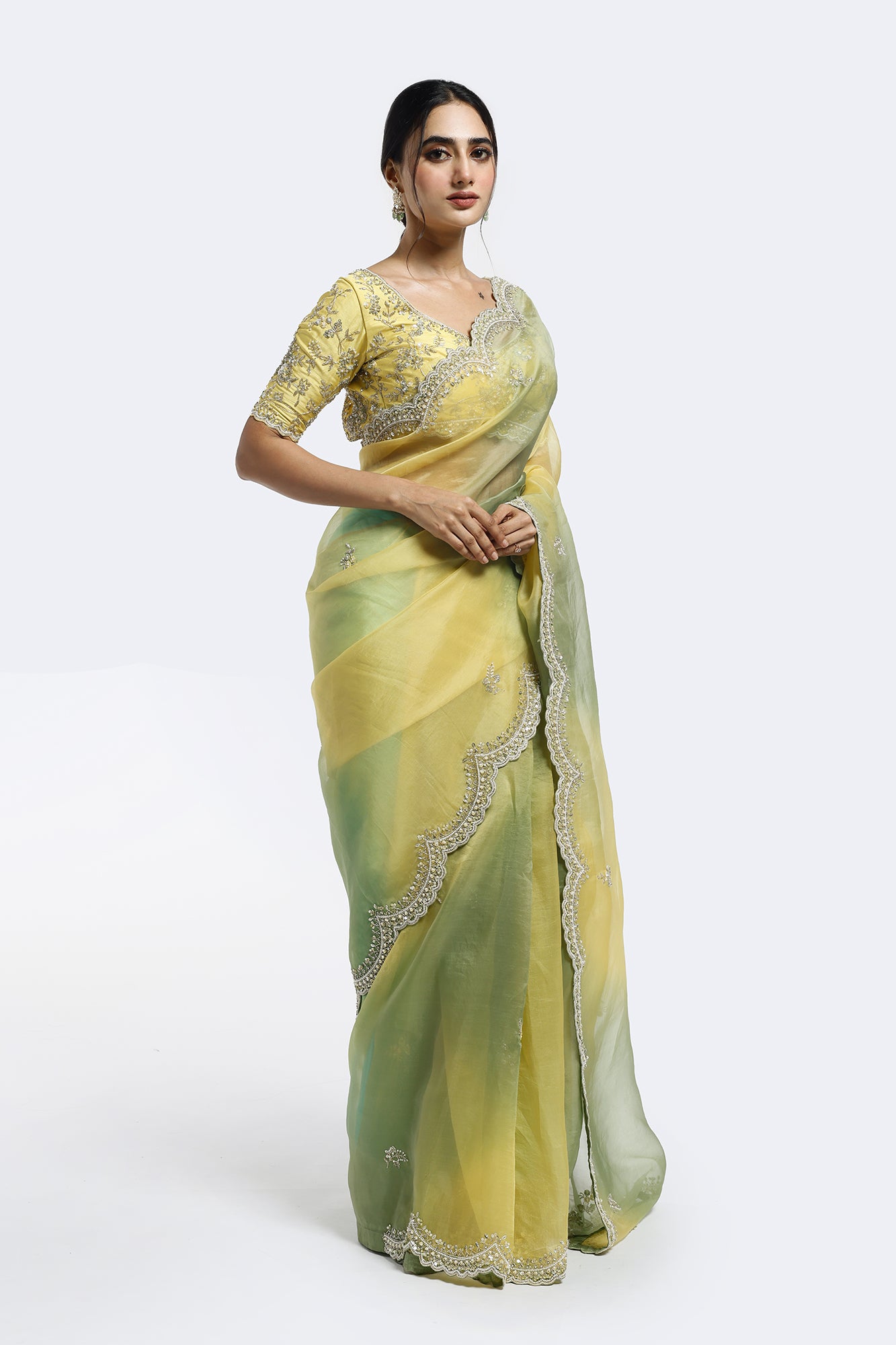 Gold Cutdana Gradient Saree