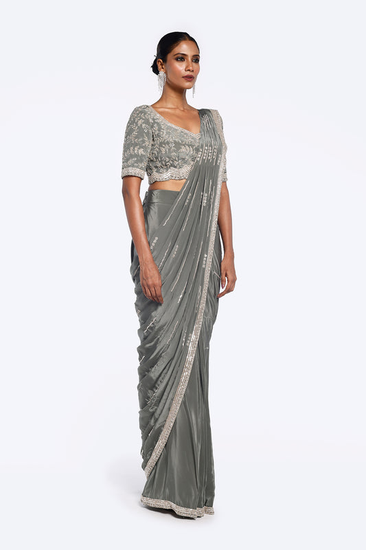 Embellished Crepe Drape Saree