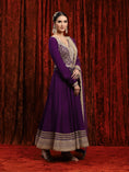 Load image into Gallery viewer, Dark Purple Silk Chanderi Anarkali Suit
