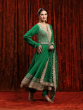 Load image into Gallery viewer, Emerald Green Silk Chanderi Anarkali Suit
