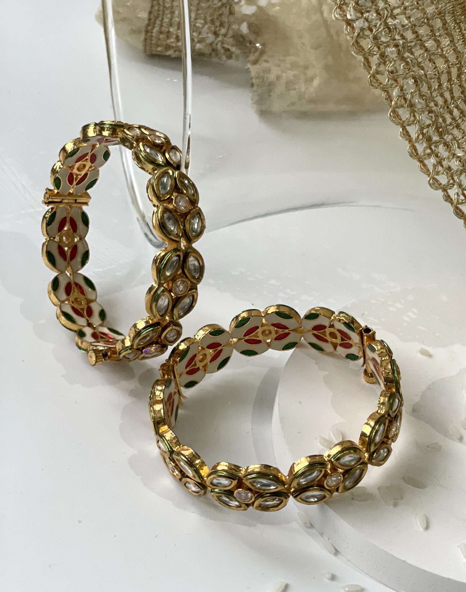 Openable Kundan Bangle Set