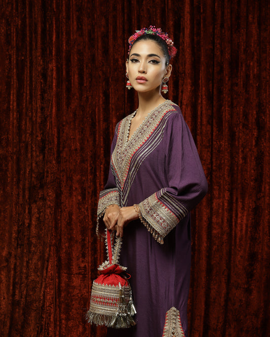 Dusty Purple & Rust Pink Kurta Kaftan