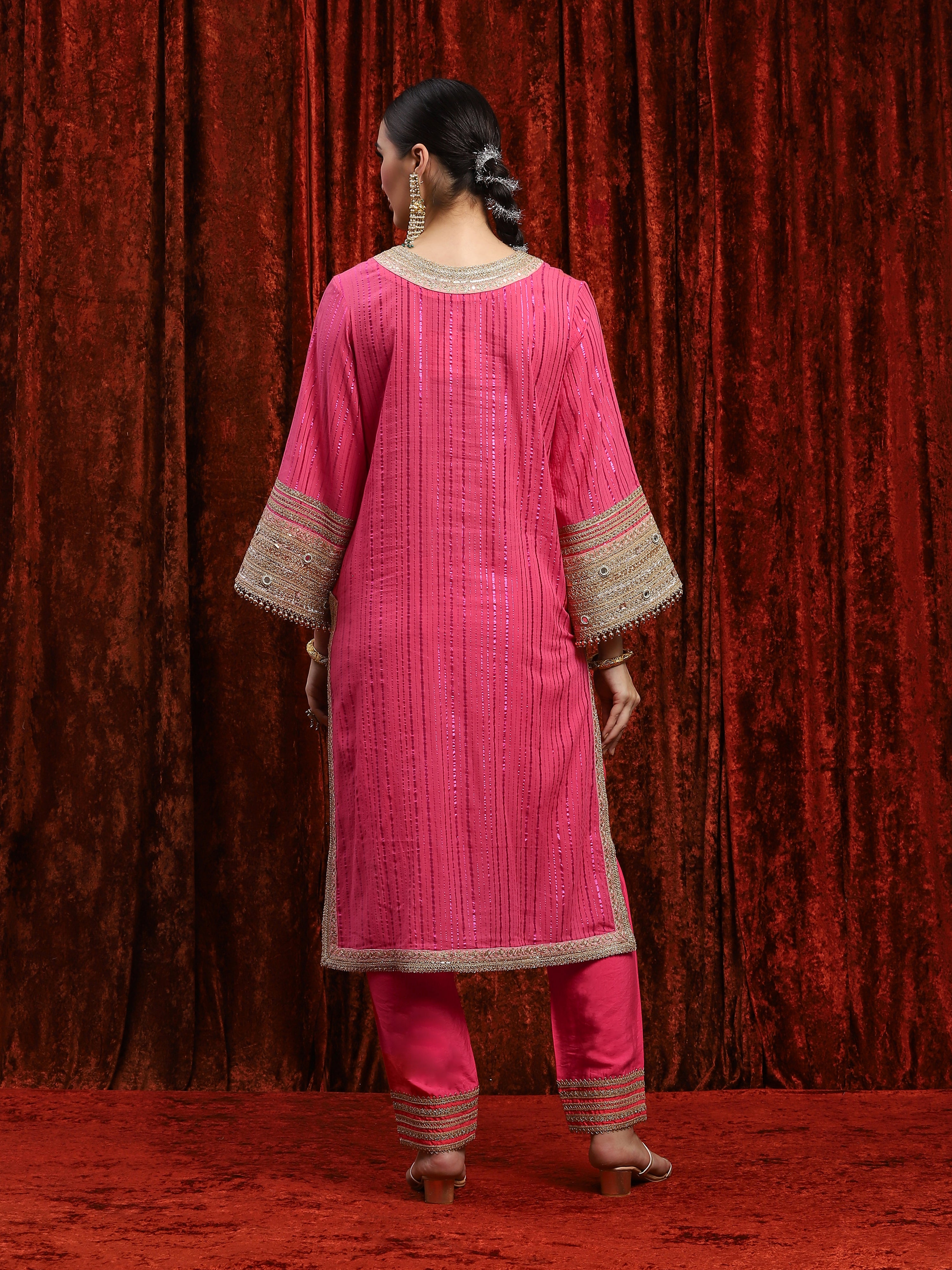 Khush Pink & Baby Pink Kurta Pant Dupatta Set