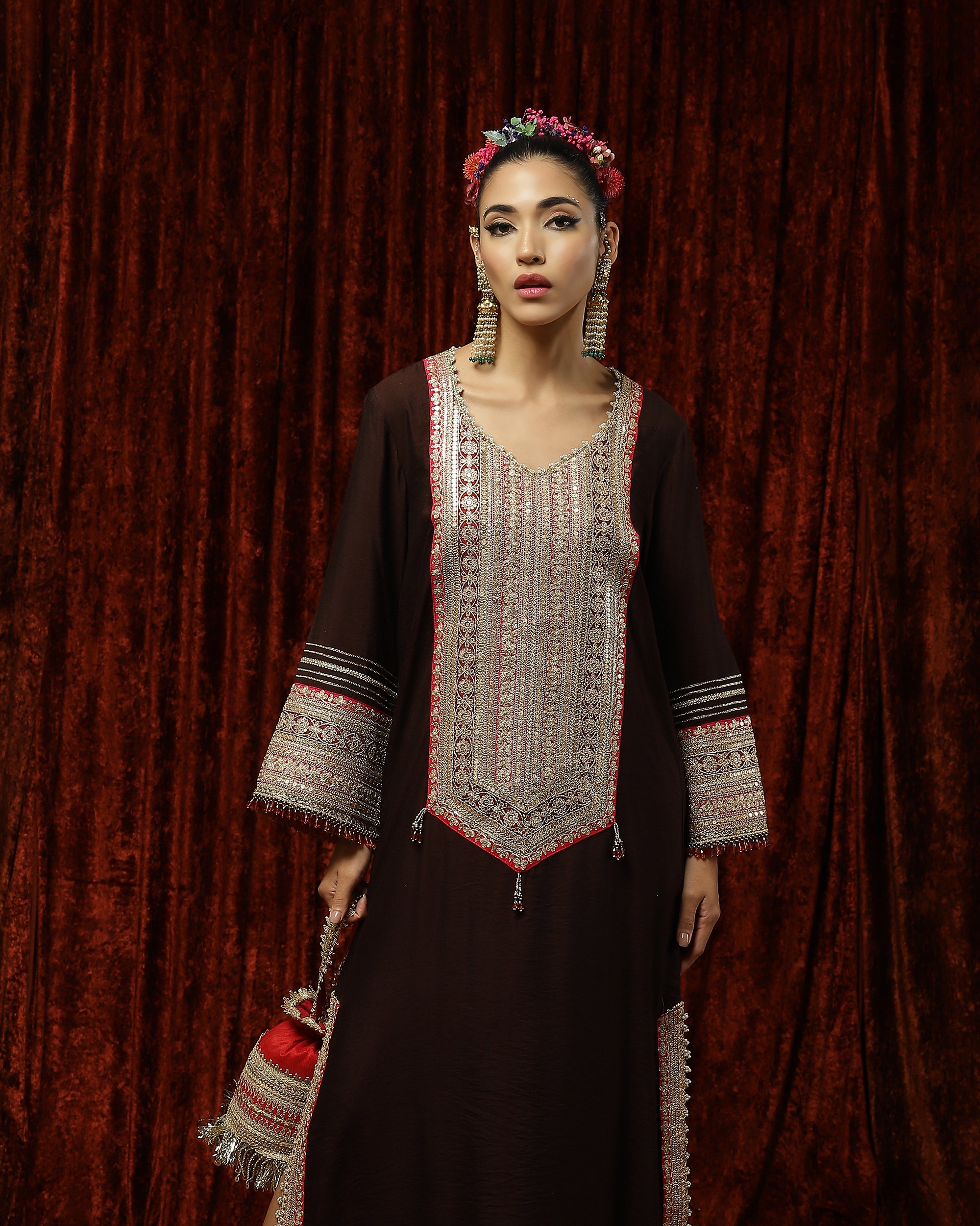 Brown, Rani Pink & Maroon Kurta Kaftan