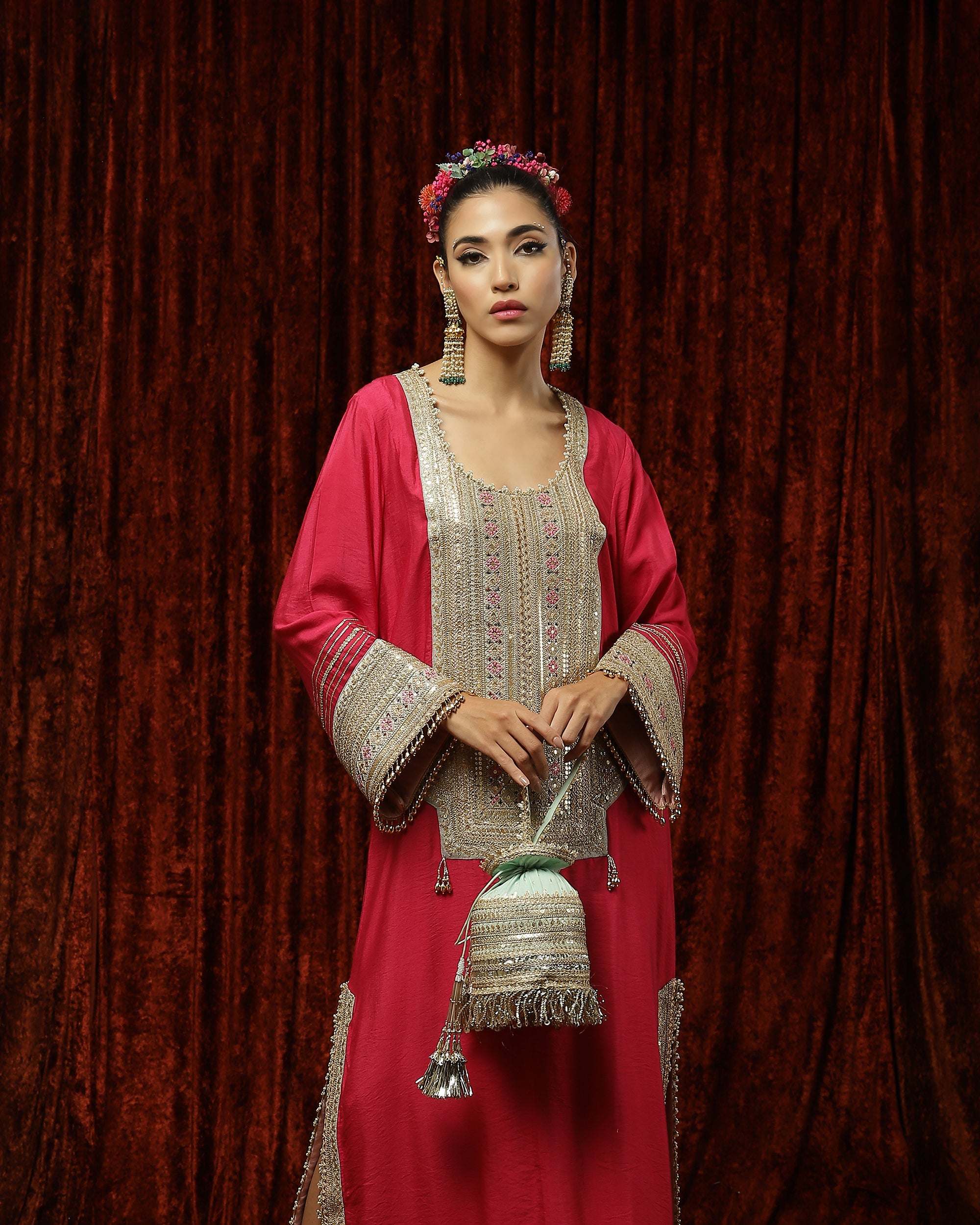 Khush Pink & Gray Kurta Kaftan