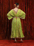 Load image into Gallery viewer, Dark Lomon Green & Rani Pink Crinkle Kaftan & Belt Set
