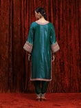 Load image into Gallery viewer, Dark Green & Rani Pink Kurta Tulip Pant Dupatta Set
