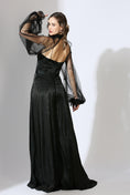 Load image into Gallery viewer, Black Jumpsuit With Embroidered Net Poofy Sleeves
