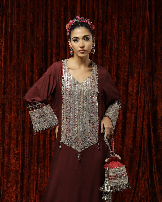 Maroon & Red Kurta Kaftan