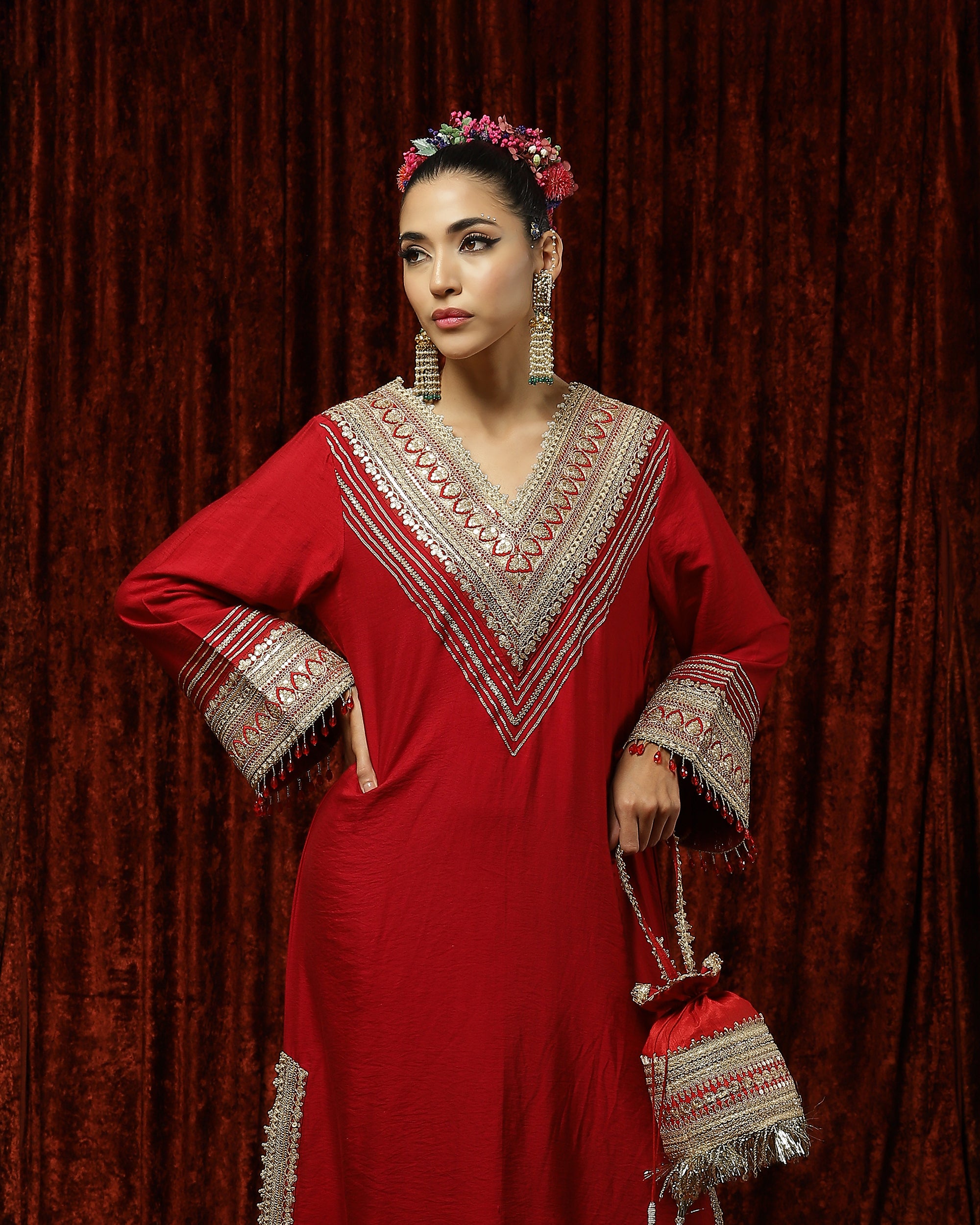 Red Kurta Kaftan