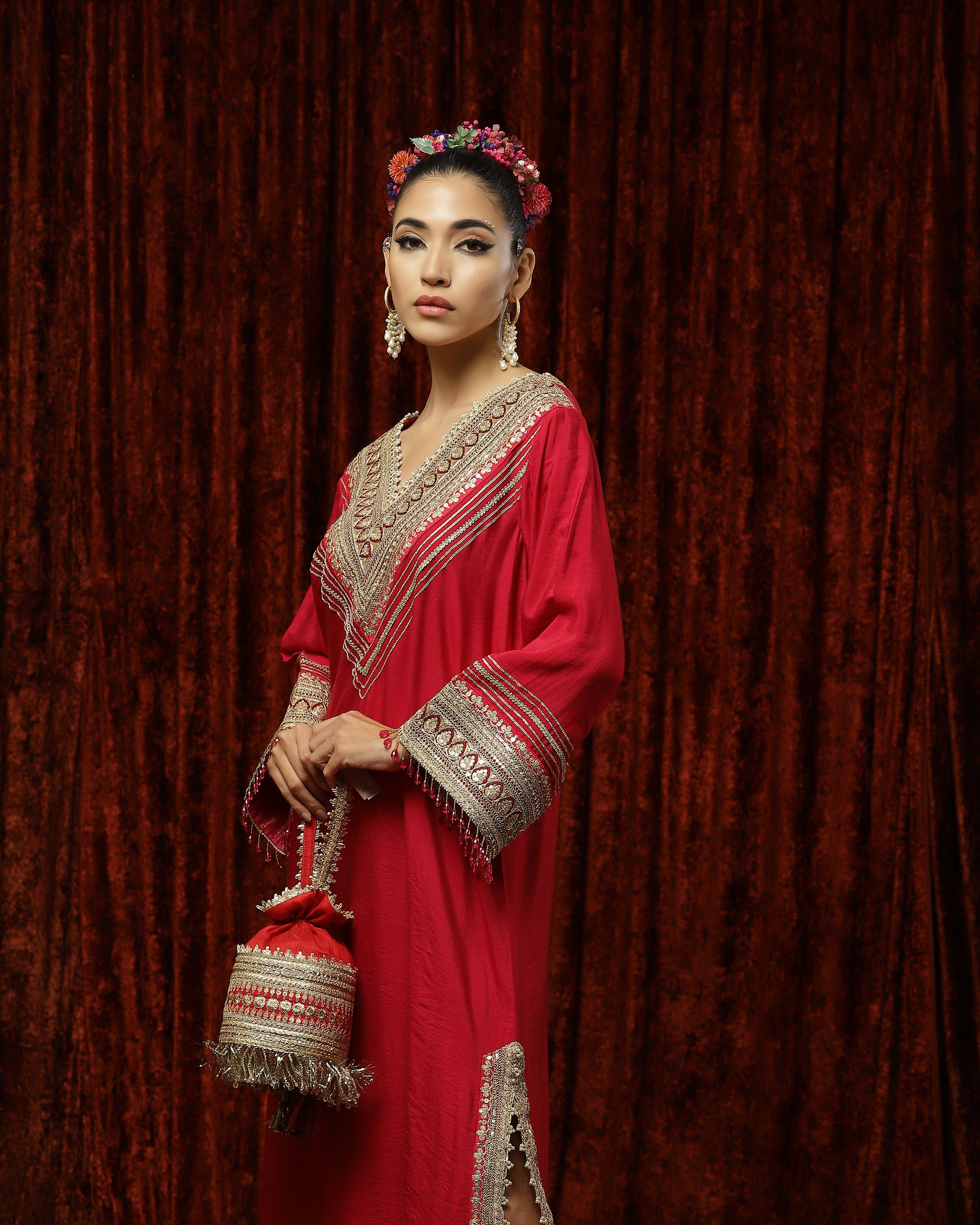 Rani Pink & Maroon Kurta Kaftan