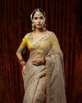 Load image into Gallery viewer, Mouse & Lime yellow Saree & Blouse Set
