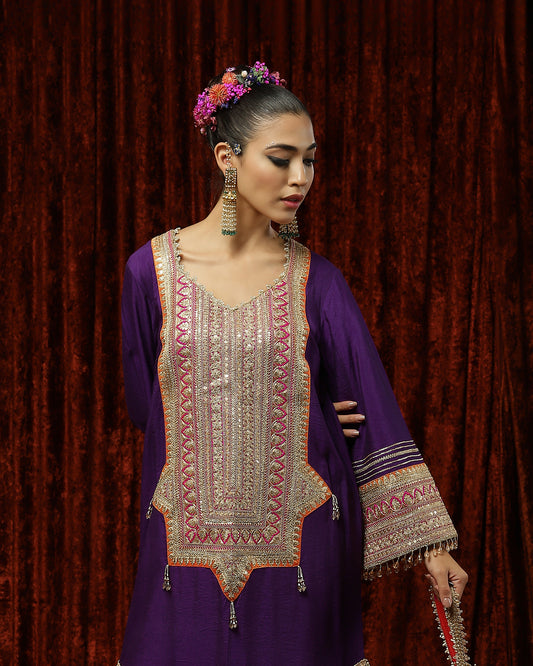 Purple & Orange Kurta Kaftan