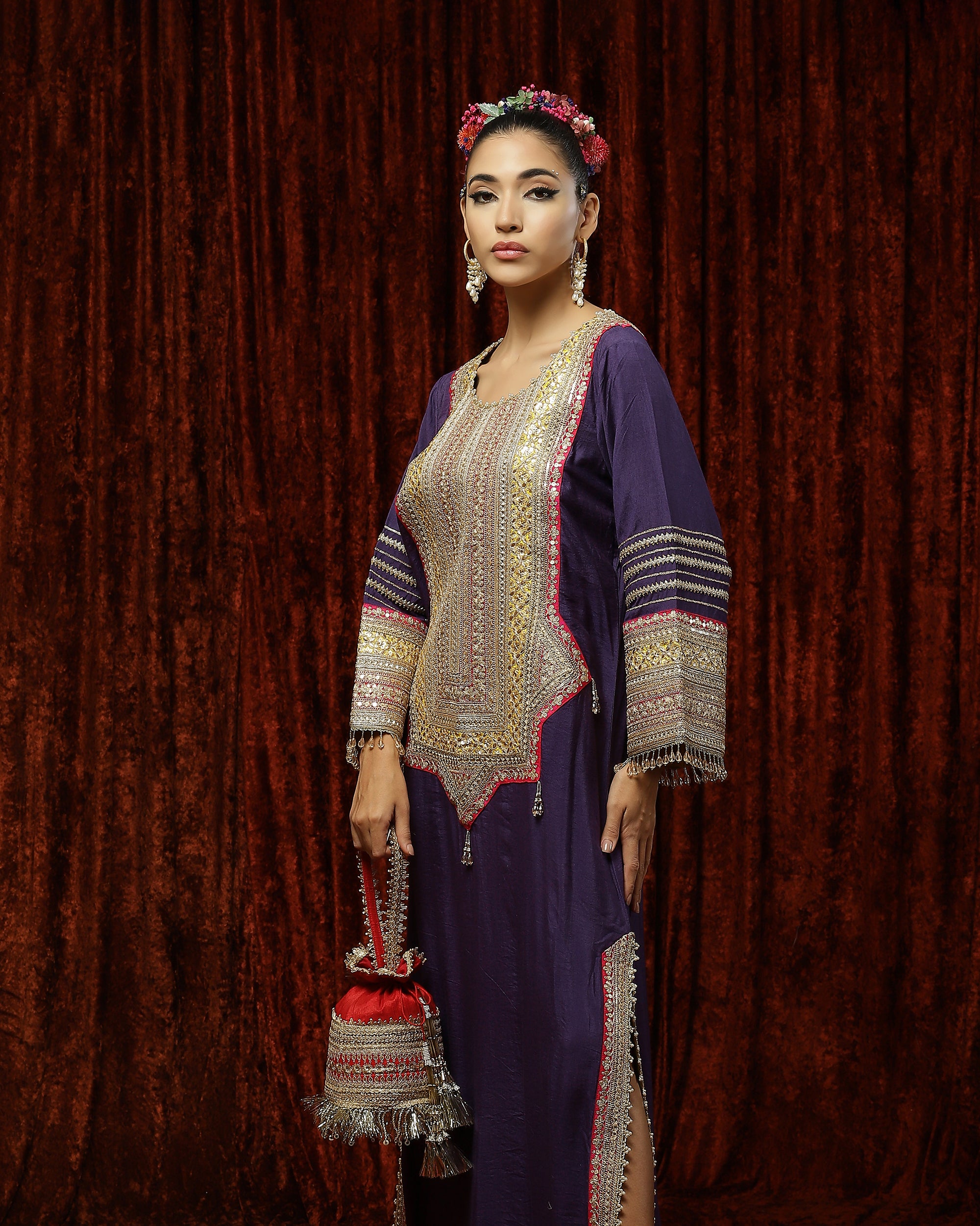 Purple, Rani Pink & Lomon Yellow Kurta Kaftan