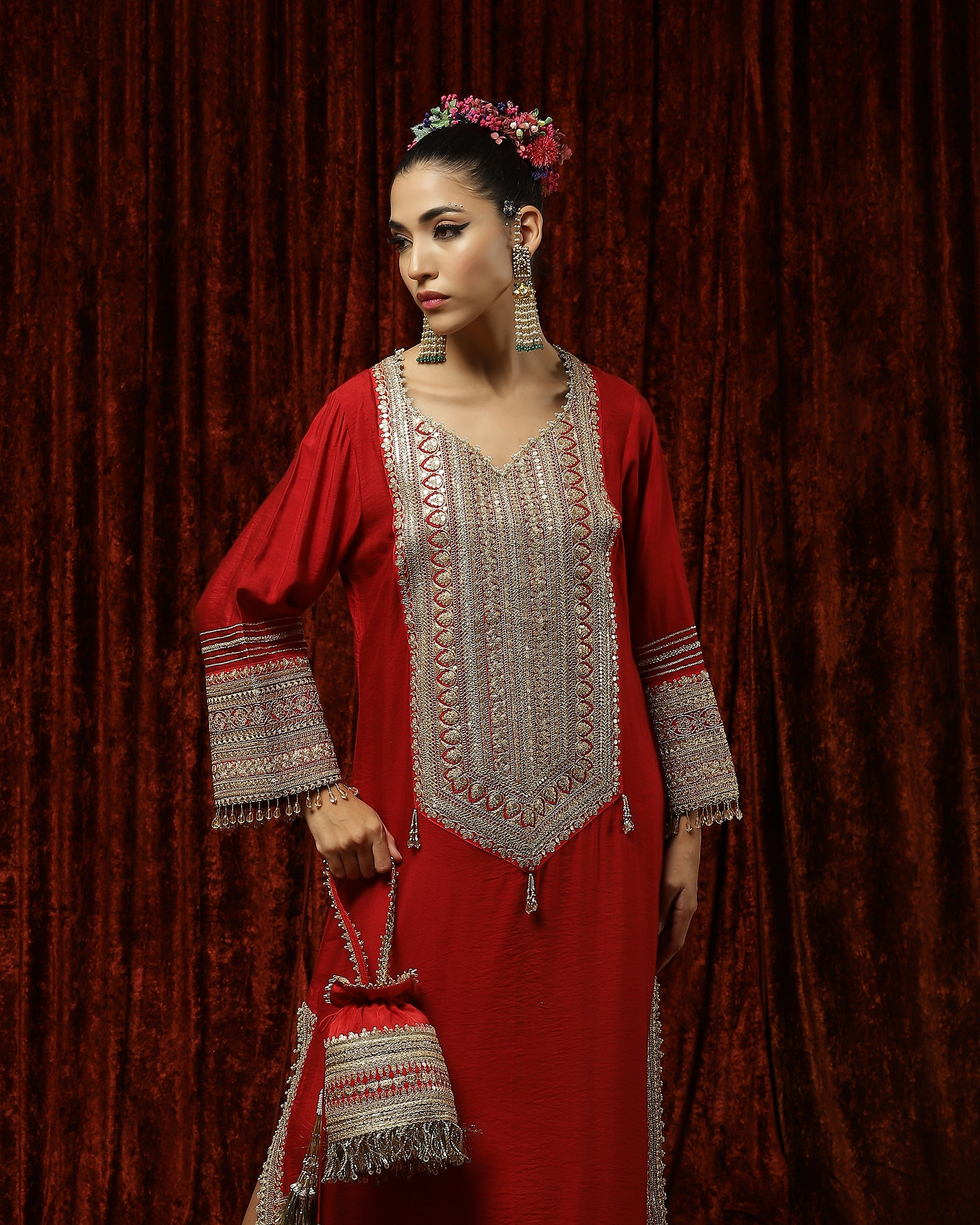 Red Kurta Kaftan