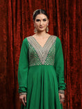 Load image into Gallery viewer, Emerald Green Silk Chanderi Anarkali Suit
