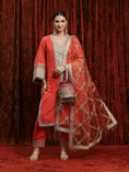 Load image into Gallery viewer, Orange & Rani Pink Kurta Pant Dupatta Set
