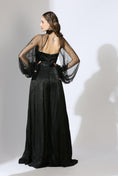 Load image into Gallery viewer, Black Jumpsuit With Embroidered Net Poofy Sleeves
